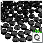 144pc Acrylic Aluminum foil Flat back Rhinestones 12mm Jet Black
