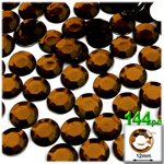 144pc Acrylic Aluminum foil Flat back Rhinestones 12mm Beer Brown