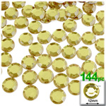 144pc Acrylic Aluminum foil Flat back Rhinestones 12mm Champagne Yellow