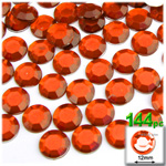 144pc Acrylic Aluminum foil Flat back Rhinestones 12mm Orange