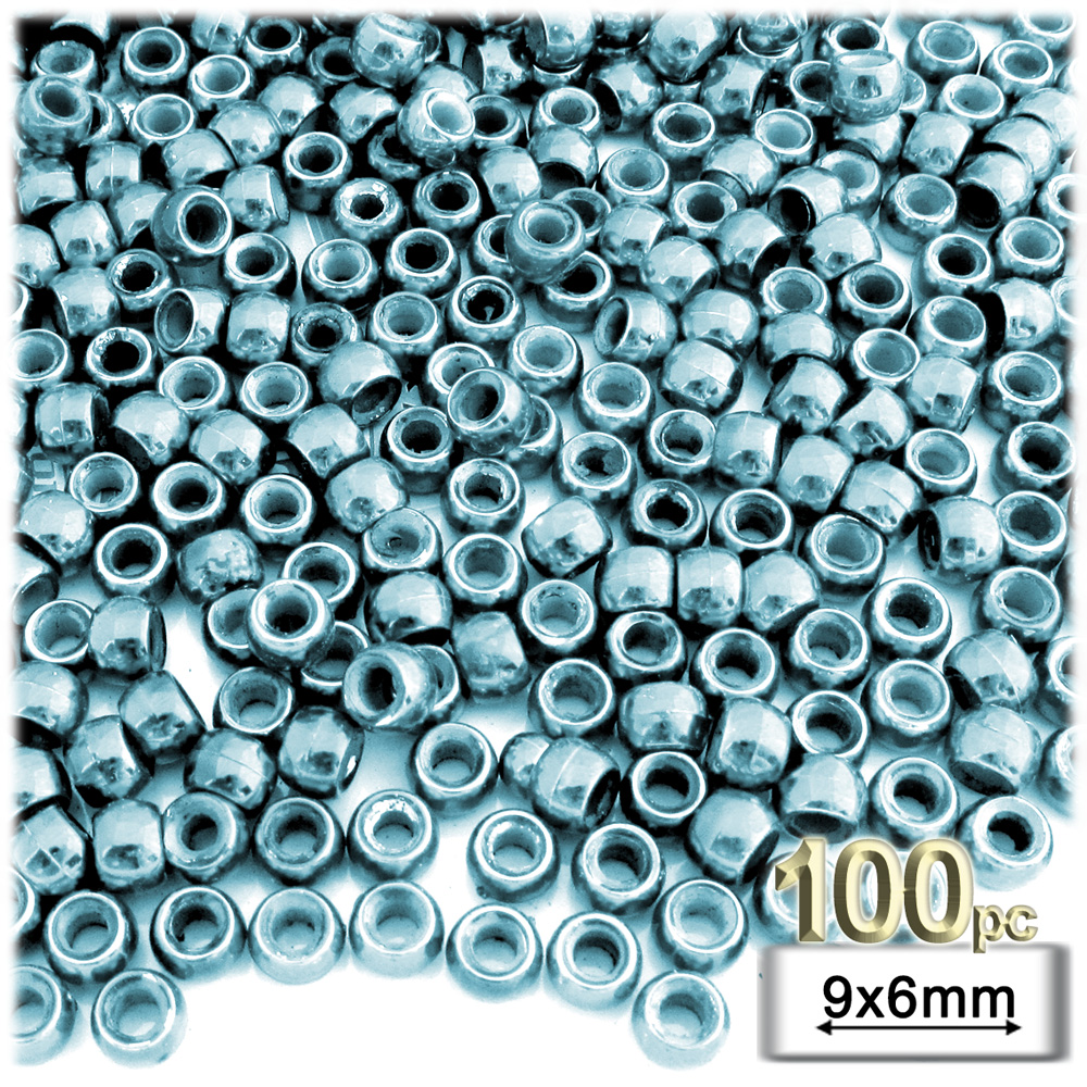Plastic Beads, Pony Opaque, 6x9mm, 100-pc, Aqua Blue Plastic Beads, Pony Opaque, 6x9mm, 100-pc, Light Blue beads