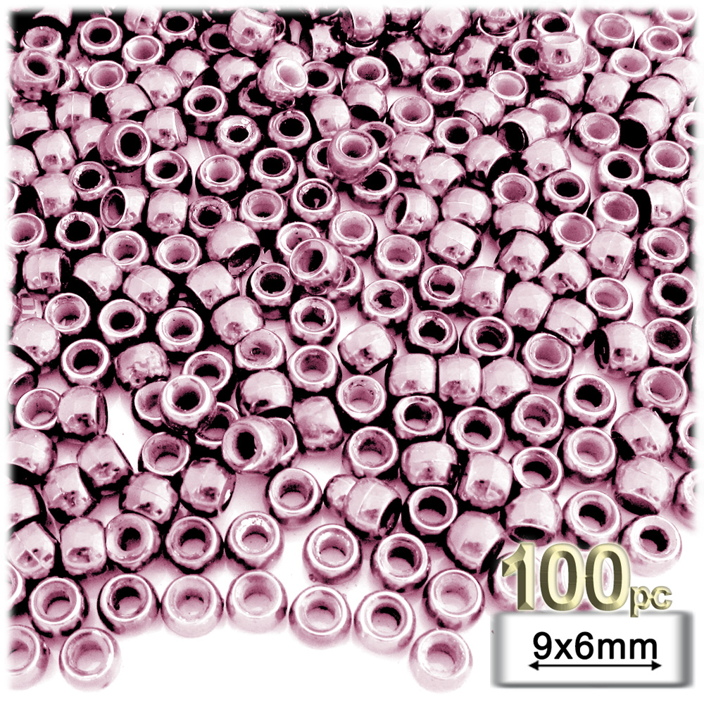 Plastic Beads, Pony Opaque, 6x9mm, 100-pc, Pink beads Plastic Beads, Pony Opaque, 6x9mm, 100-pc, Pink beads