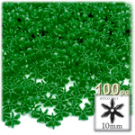 Plastic Beads, Starflake Opaque, 10mm, 100-pc, Emerald Green