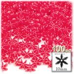 Plastic Faceted Beads, Starflake Opaque, 10mm, 100-pc, Red