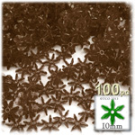 Plastic Faceted Beads, Starflake Transparent, 10mm, 100-pc, Brown