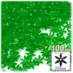 Plastic Beads, Starflake Transparent, 10mm, 100-pc, Emerald green