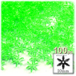 Plastic Beads, Starflake Transparent, 10mm, 100-pc, Light Green