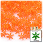 Plastic Faceted Beads, Starflake Transparent, 10mm, 100-pc, Orange