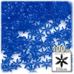 Plastic Beads, Starflake Transparent, 10mm, 100-pc, Royal Blue