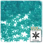 Plastic Faceted Beads, Starflake Transparent, 10mm, 100-pc, Teal