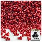 Plastic Beads, Tribead Opaque, 10mm, 200-pc, Red
