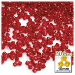 Plastic Beads, Tribead Transparent, 10mm, 200-pc, Christmas Red
