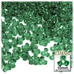 Plastic Beads, Tribead Transparent, 10mm, 200-pc, Emerald green
