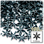 Plastic Beads, Starflake Opaque, 12mm, 100-pc, Black