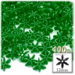 Plastic Beads, Starflake Opaque, 12mm, 100-pc, Emerald Green