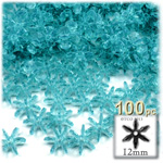 Plastic Faceted Beads, Starflake Transparent, 12mm, 100-pc, Aqua