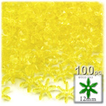 Plastic Beads, Starflake Transparent, 12mm, 100-pc, Acid Yellow
