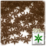 Plastic Faceted Beads, Starflake Transparent, 12mm, 100-pc, Brown