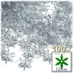 Plastic Faceted Beads, Starflake Transparent, 12mm, 100-pc, Clear