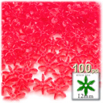 Plastic Beads, Starflake Transparent, 12mm, 100-pc, Christmas Red