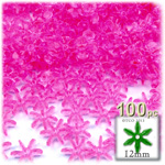 Plastic Beads, Starflake Transparent, 12mm, 100-pc, Hot Pink