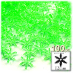 Plastic Beads, Starflake Transparent, 12mm, 100-pc, Light Green