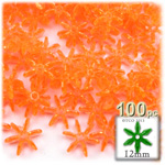 Plastic Faceted Beads, Starflake Transparent, 12mm, 100-pc, Orange