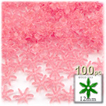 Plastic Faceted Beads, Starflake Transparent, 12mm, 100-pc, Pink