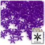 Plastic Beads, Starflake Transparent, 12mm, 100-pc, Dark Purple