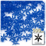 Plastic Beads, Starflake Transparent, 12mm, 100-pc, Royal Blue