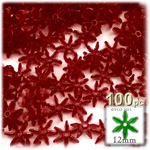 Plastic Beads, Starflake Transparent, 12mm, 100-pc, Raspberry Red