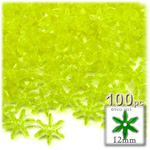 Plastic Faceted Beads, Starflake Transparent, 12mm, 100-pc, Yellow