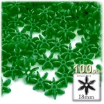 Plastic Beads, Starflake Opaque, 18mm, 100-pc, Emerald Green