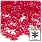 Plastic Faceted Beads, Starflake Opaque, 18mm, 100-pc, Red