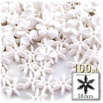 Plastic Faceted Beads, Starflake Opaque, 18mm, 100-pc, White