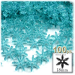 Plastic Faceted Beads, Starflake Transparent, 18mm, 100-pc, Aqua