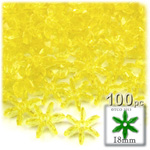 Plastic Beads, Starflake Transparent, 18mm, 100-pc, Acid Yellow