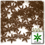 Plastic Faceted Beads, Starflake Transparent, 18mm, 100-pc, Brown