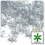 Plastic Faceted Beads, Starflake Transparent, 18mm, 100-pc, Clear