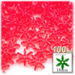 Plastic Beads, Starflake Transparent, 18mm, 100-pc, Christmas Red