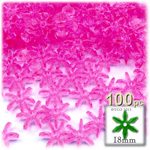 Plastic Beads, Starflake Transparent, 18mm, 100-pc, Hot Pink