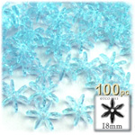 Plastic Beads, Starflake Transparent, 18mm, 100-pc, Light Blue