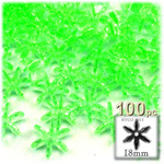 Plastic Beads, Starflake Transparent, 18mm, 100-pc, Light Green