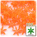 Plastic Faceted Beads, Starflake Transparent, 18mm, 100-pc, Orange