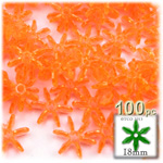 Plastic Faceted Beads, Starflake Transparent, 18mm, 100-pc, Orange