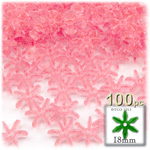 Plastic Faceted Beads, Starflake Transparent, 18mm, 100-pc, Pink