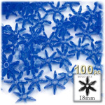 Plastic Beads, Starflake Transparent, 18mm, 100-pc, Royal Blue