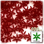 Plastic Beads, Starflake Transparent, 18mm, 100-pc, Raspberry Red