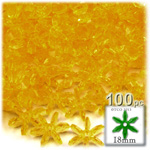 Plastic Beads, Starflake Transparent, 18mm, 100-pc, Sun Yellow