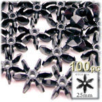 Plastic Beads, Starflake Opaque, 25mm, 100-pc, Black